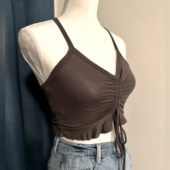 Gray Crop Top w/ Ruching Size Small - Picture 5 of 6